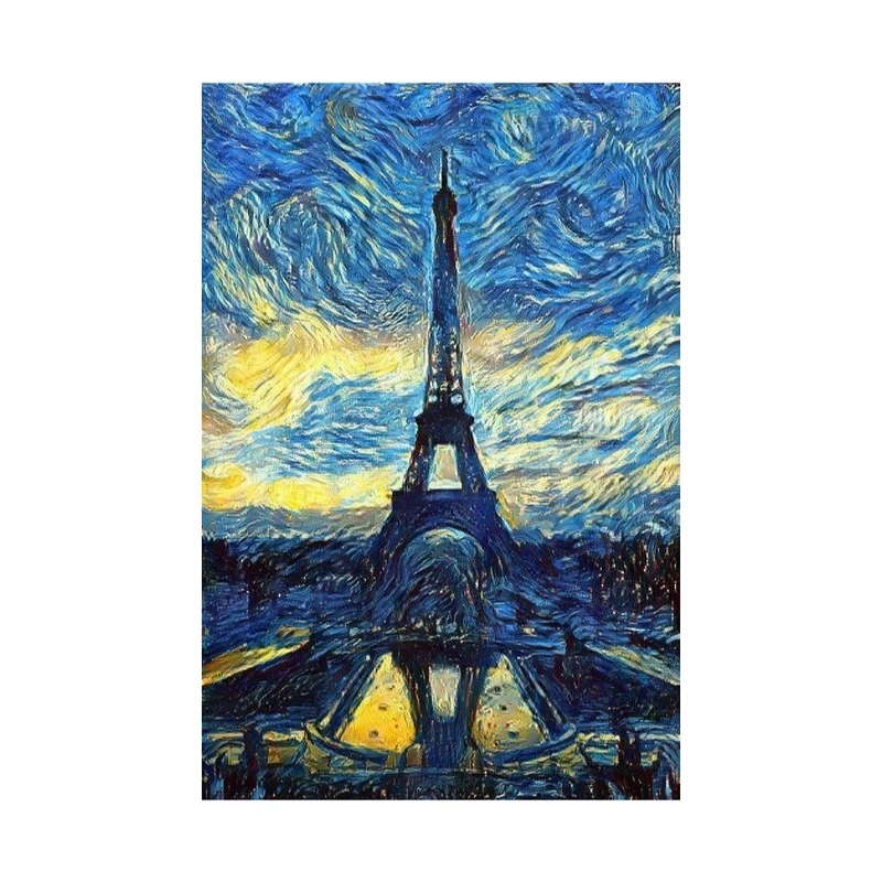 تابلو شاسی طرح نقاشی ونگوگ برج ایفل کد 1012