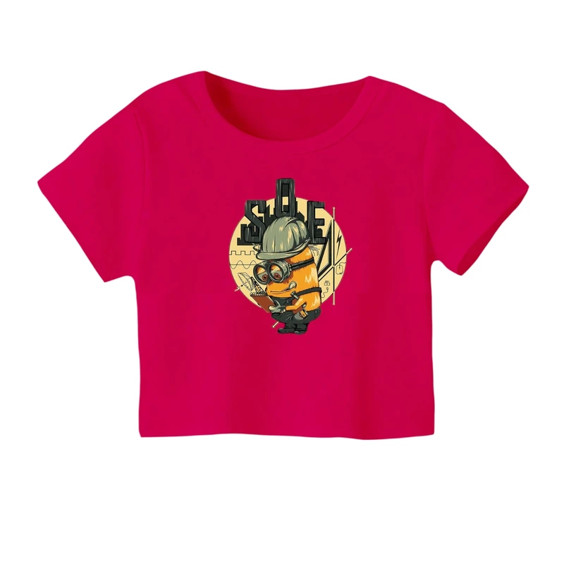 کراپ‌ تی‌شرت آستین کوتاه زنانه مدل مینیون کد 1
