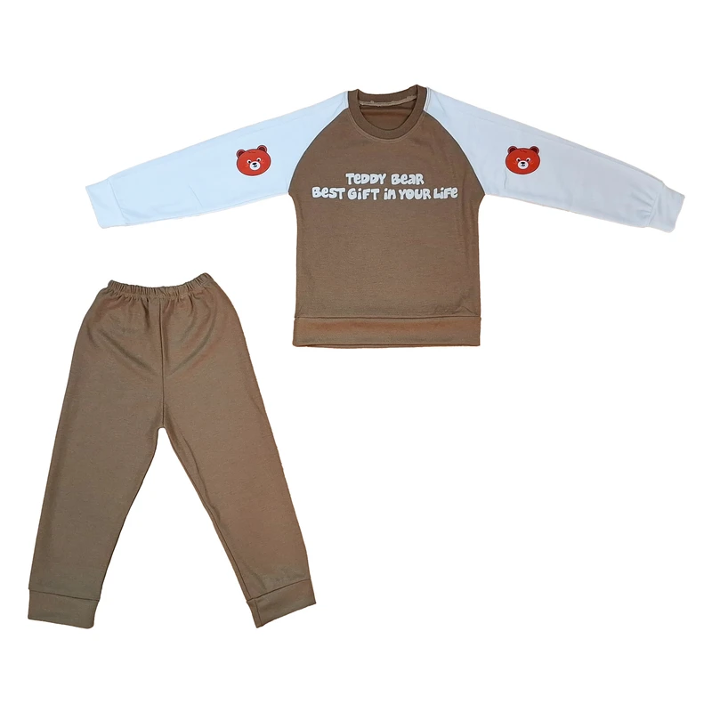 ست سویشرت و شلوار راحتی پسرانه مدل خرس تدی
