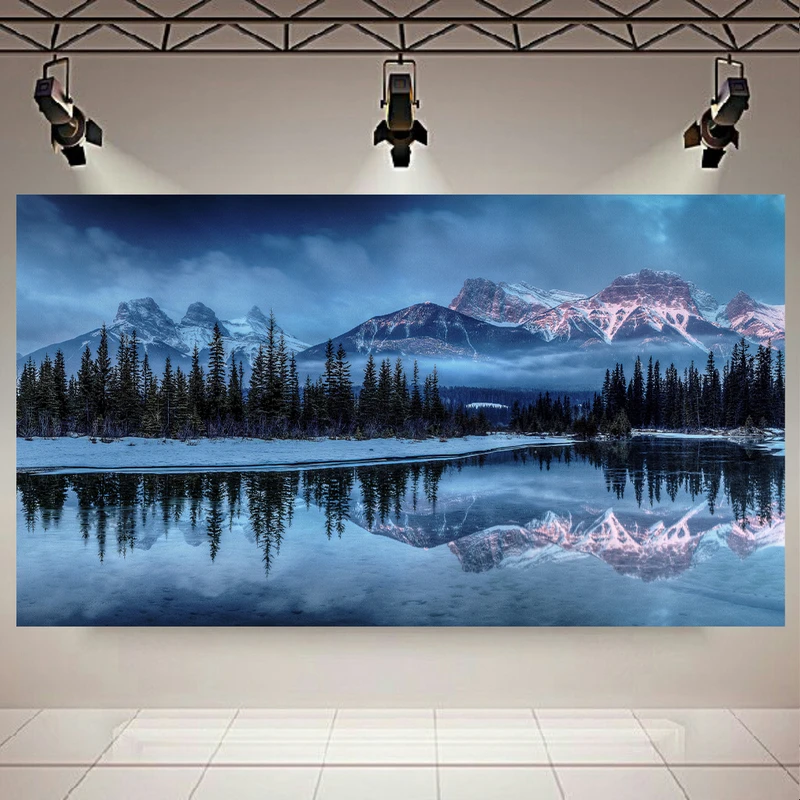 پوستر پارچه ای مدل چرم مخمل طبیعت زمستان وکوهای برفی کد AR2400