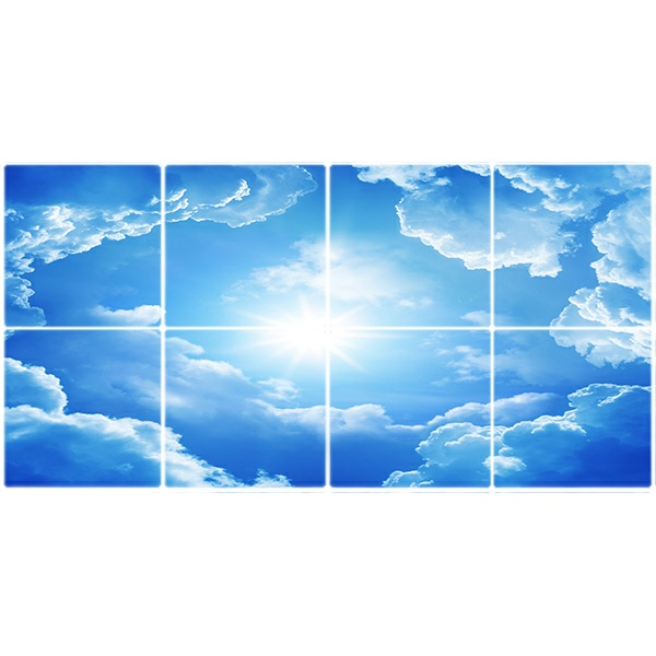 تایل سقفی آسمان مجازی  طرح خورشید و ابر کد ST 7126-8 سایز 60x60 سانتی متر مجموعه 8عددی