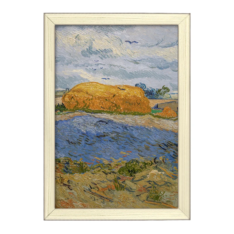 تابلو خندالو طرح انبار کاه زیر آسمان بارانی ونسان ونگوگ (Van Gogh) کد 36791