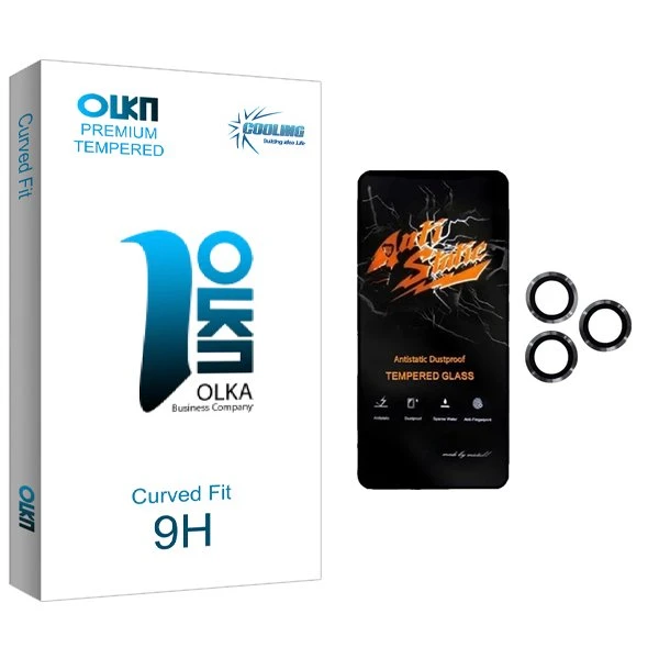 محافظ صفحه نمایش کولینگ مدل Olka Antistatic مناسب برای گوشی موبایل اپل 11 Pro Max  به همراه محافظ لنز گوشی