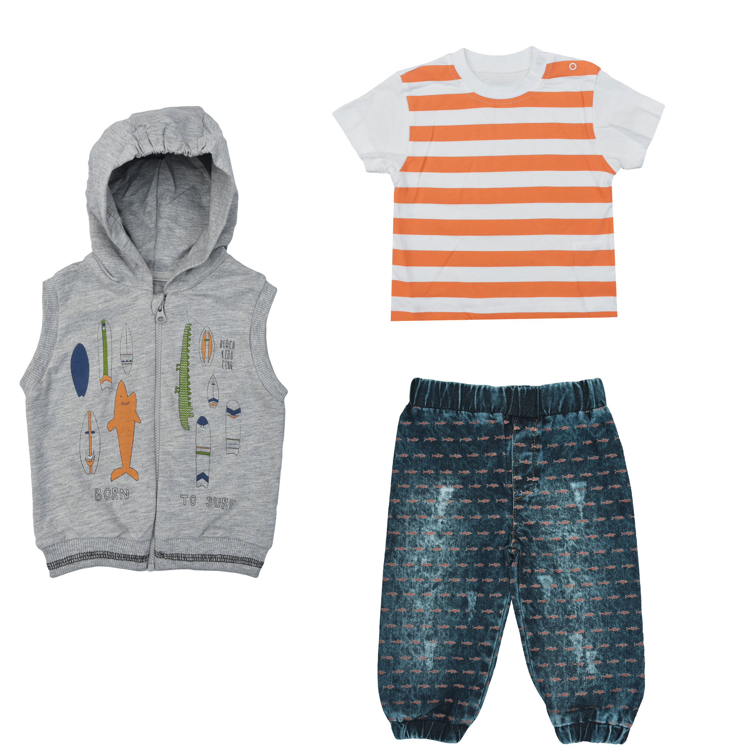 ست 3 تکه لباس نوزادی ببتو کد BBT-K1250O-T