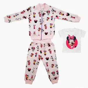 ست 3 تکه لباس دخترانه مدل میکی موس رنگ صورتی