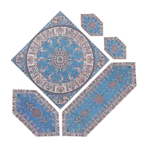 ست 5 تکه رومیزی ترمه مدل شاهسوند کد shabd-1007