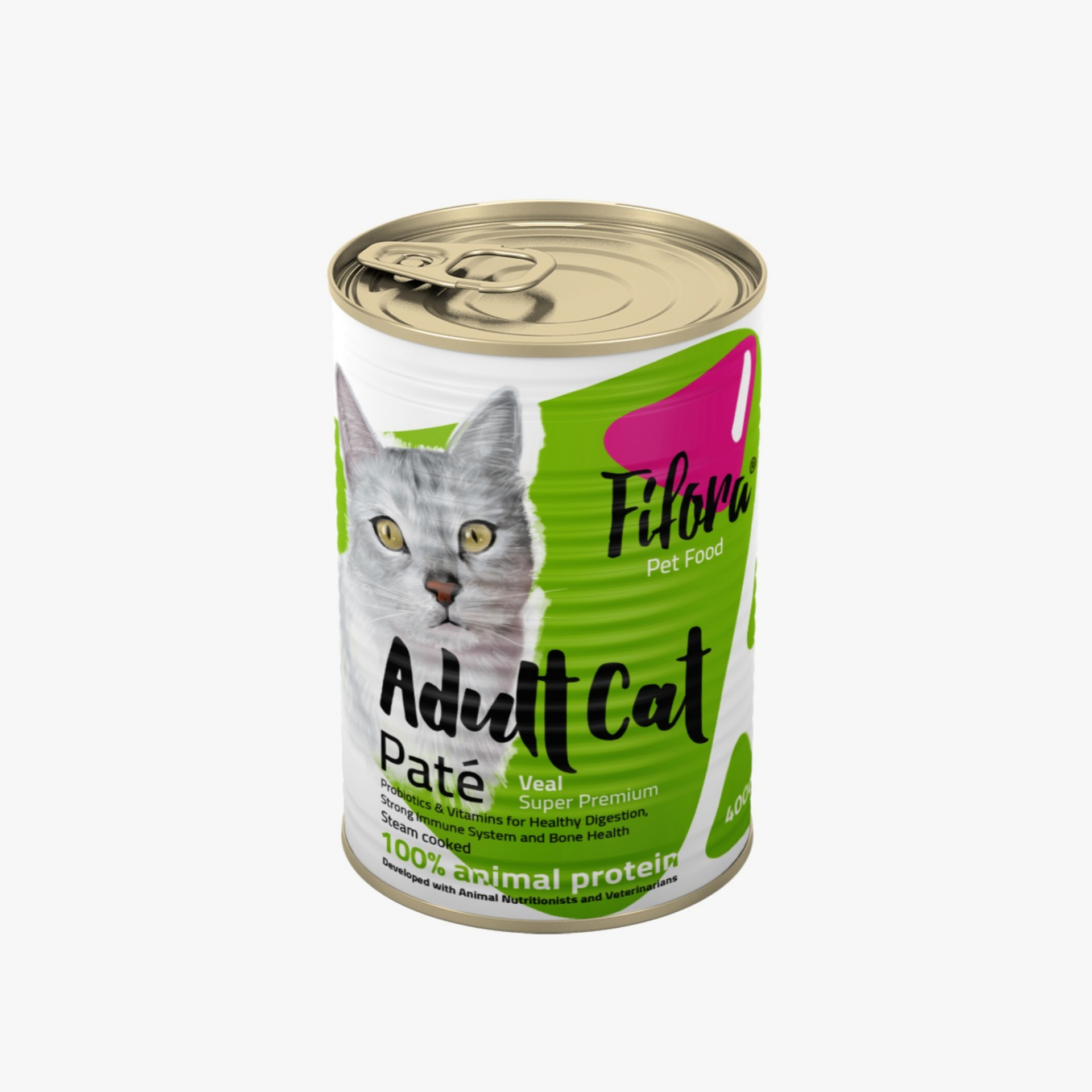 کنسرو غذایی گربه فیفورا سوپر پریمیوم مدل Adult Cat Veal طعم گوساله وزن 400 گرم