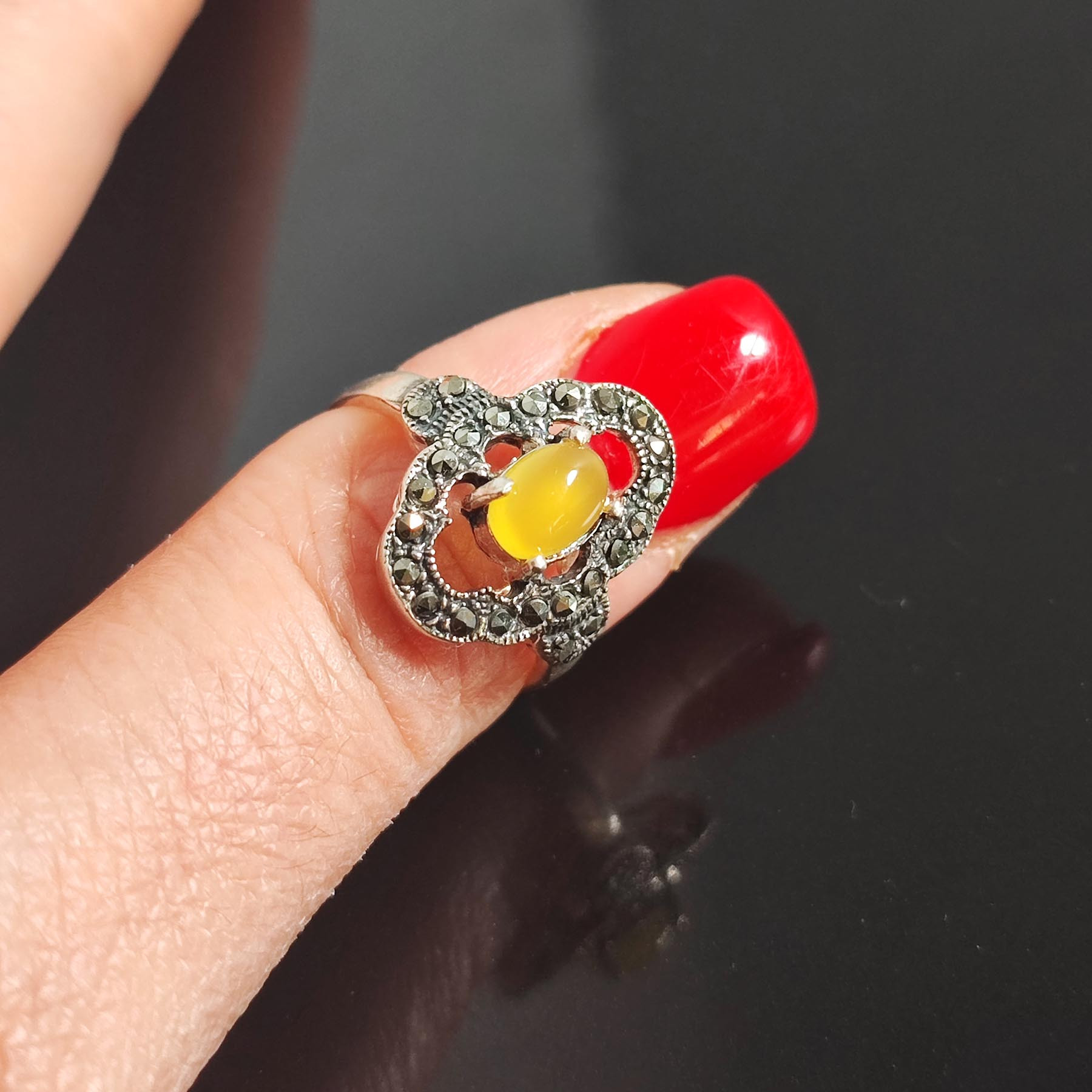 انگشتر نقره زنانه مدل عقیق SHW6043