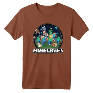 تی شرت آستین کوتاه بچگانه مدل ماینکرفت کد 006 رنگ موکایی