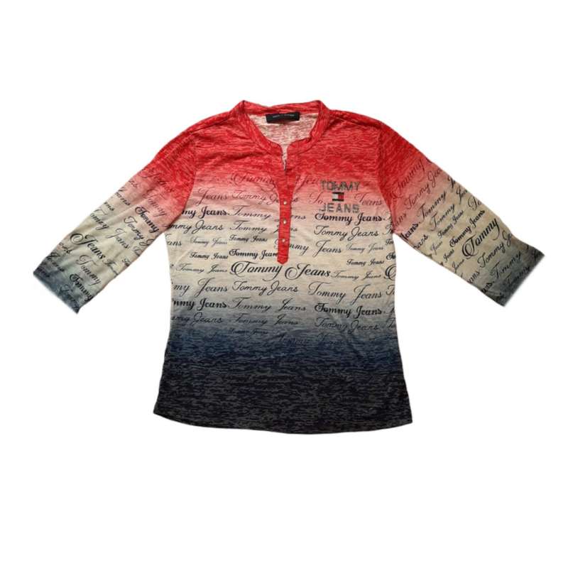 بلوز آستین بلند زنانه مدل یقه گرد نگین دار