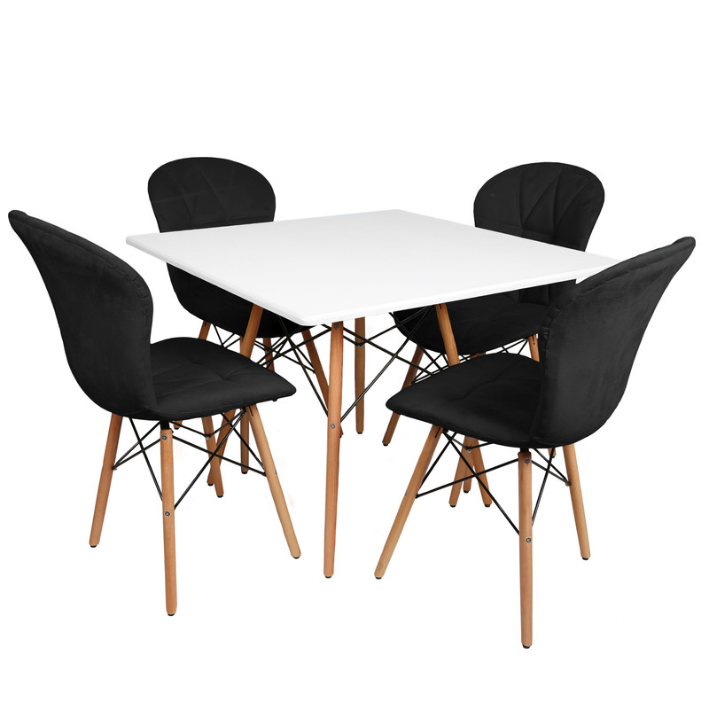 میز و صندلی ناهارخوری چهار نفره مدل ماهلین لمسه ای پایه ایفلی MS