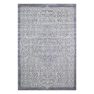 فرش ماشینی 320 شانه فرش سهند زمینه خاکستری حاشیه نقره ای مدل SO10.0A