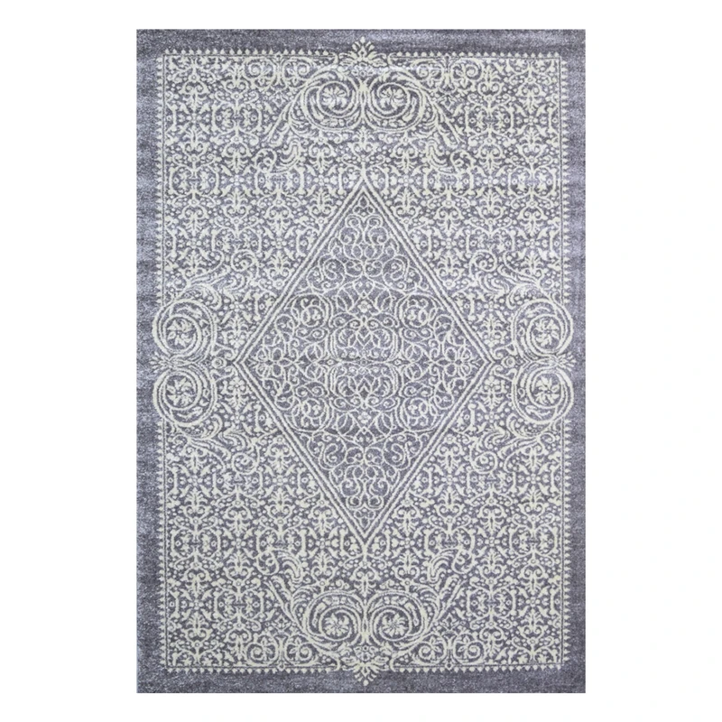 فرش ماشینی 320 شانه فرش سهند زمینه خاکستری حاشیه نقره ای مدل SO10.0A