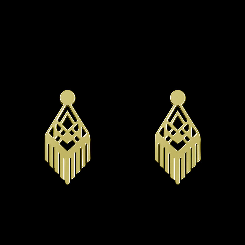 گوشواره طلا 18 عیار زنانه مدوپد مدل هندسی کد GA1-10511