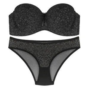 ست شورت و سوتین زنانه آوینا نوین دوخت مدل شاین کد AV-030 رنگ نقره ای