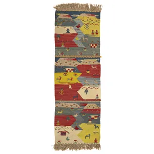 گلیم دستبافت یک ونیم متری طرح قشقایی کد 1417404