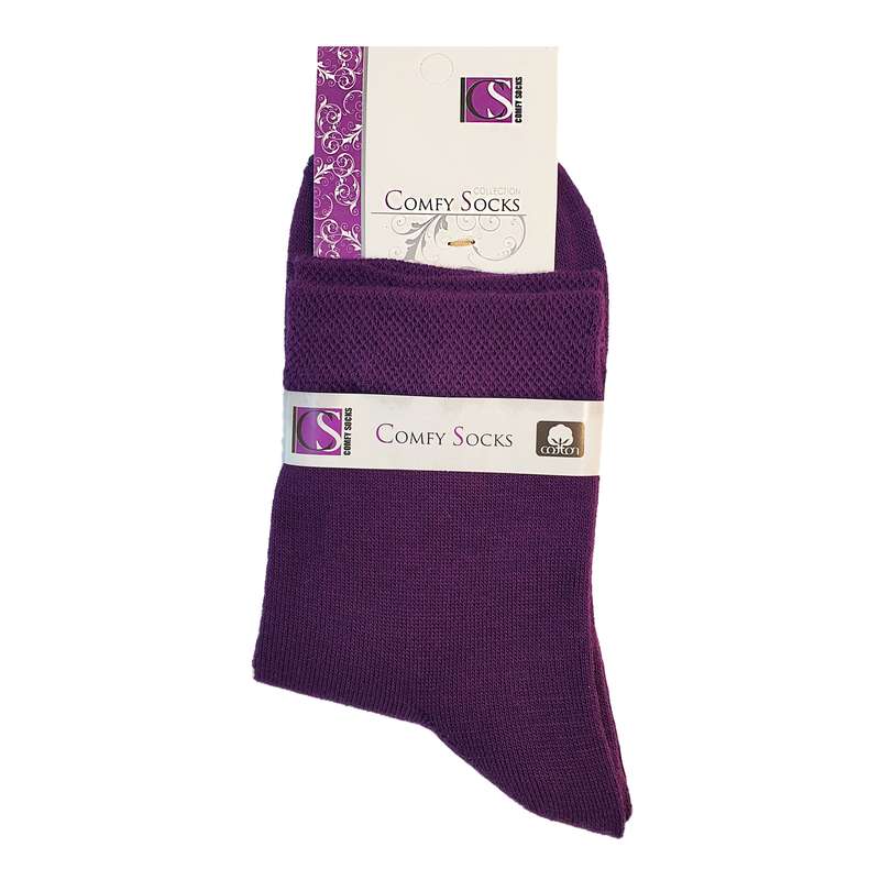 جوراب ساق کوتاه دخترانه کامفی مدل پنبه ای رنگ بنفش