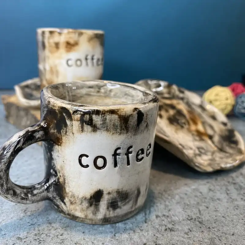 ست فنجان و نعلبکی سرامیکی طرح کافی