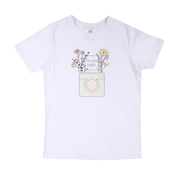 تی شرت آستین کوتاه دخترانه ترسه به نگار مدل چاپی کد 6109