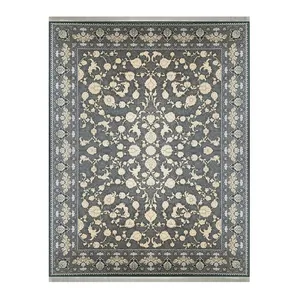  فرش ماشینی 700 شانه خواجوی زمینه نقره ای و حاشیه طوسی مدل بردیا