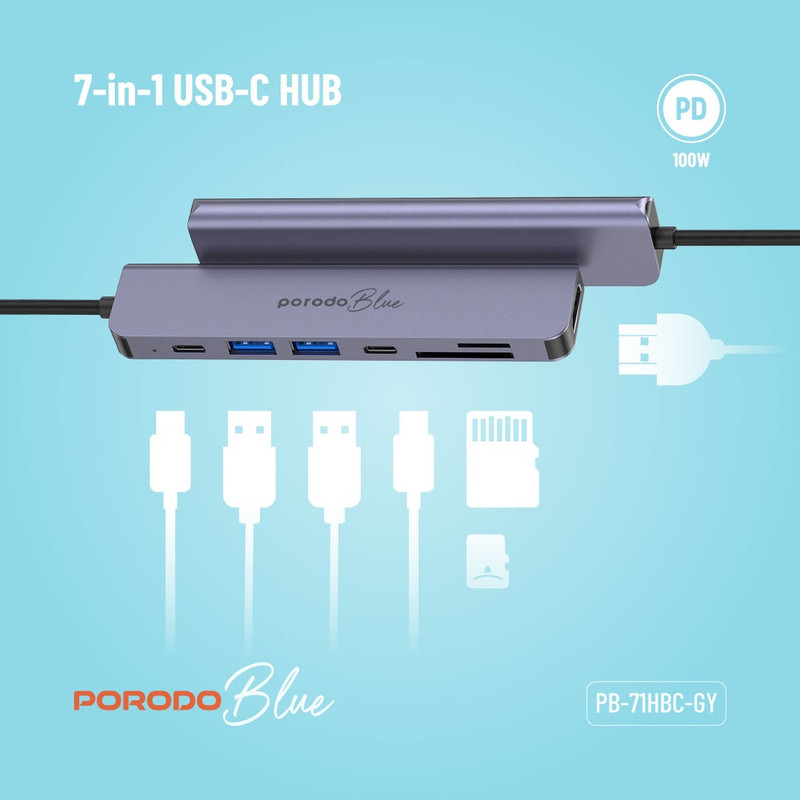 هاب 7 پورت USB-C پرودو مدل PB-71HBC