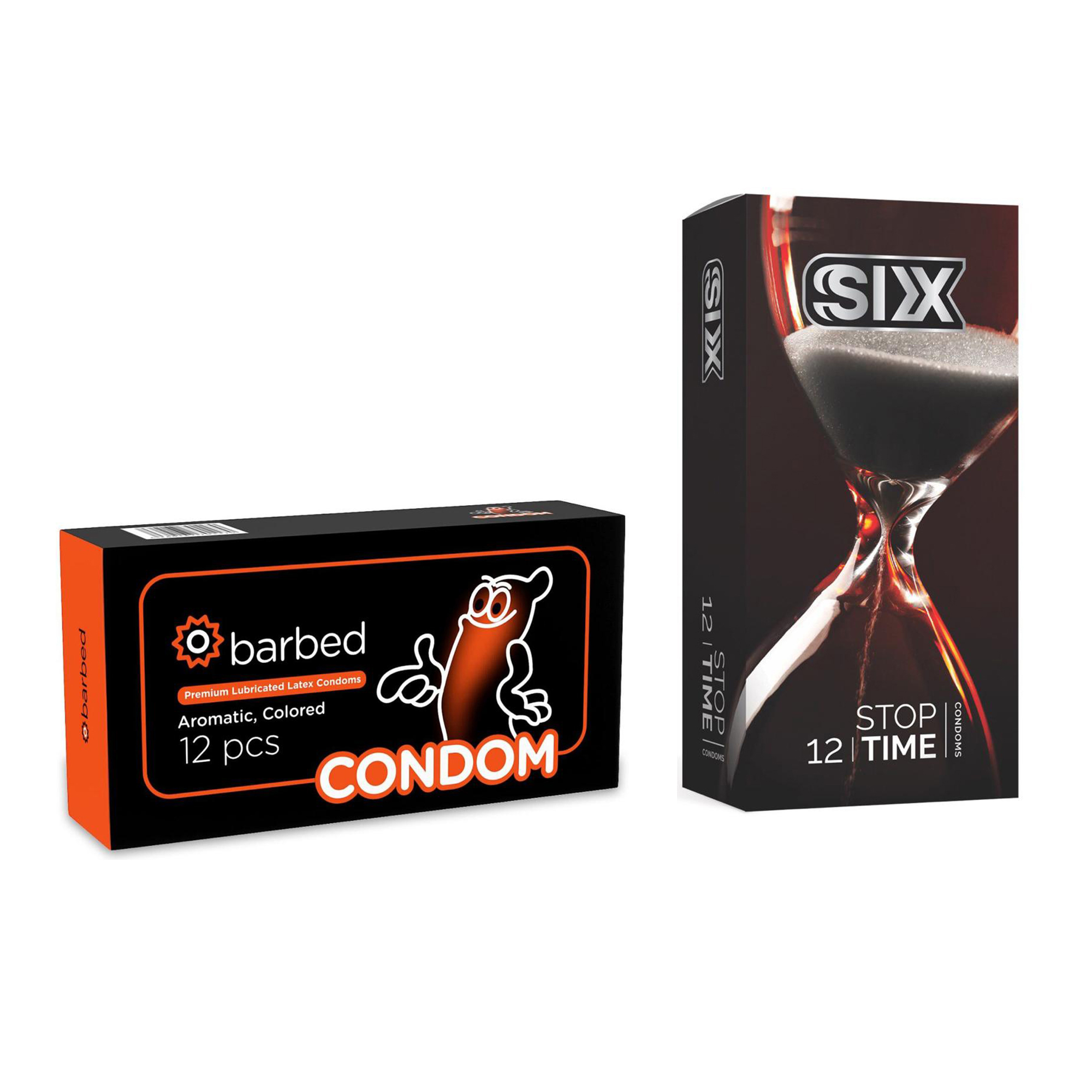 کاندوم سیکس مدل Stop Time بسته 12 عددی به همراه کاندوم کاندوم مدل Barbed بسته 12 عددی