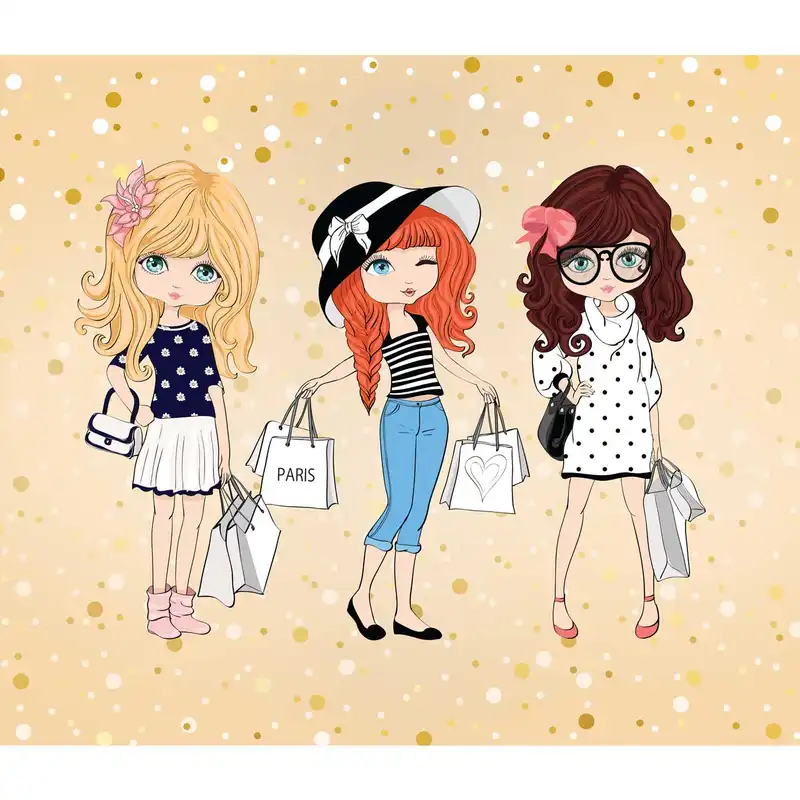 پوستر دیواری اتاق کودک طرح دختر کوچولو ها کد 0125