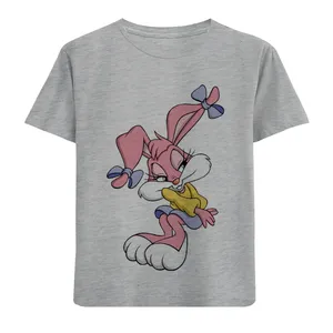 تی شرت آستین کوتاه دخترانه مدل خرگوش صورتی F694