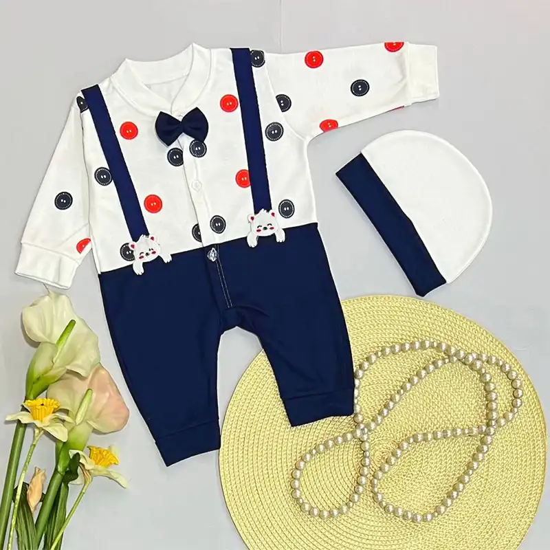 ست سرهمی و کلاه نوزادی مدل Dok-So-Che مجموعه دو عددی