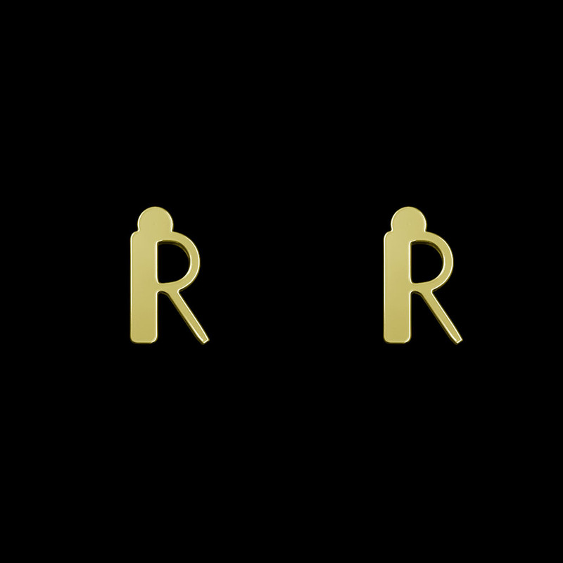 گوشواره طلا 18 عیار زنانه مدوپد مدل حرف R کد GA1-16904