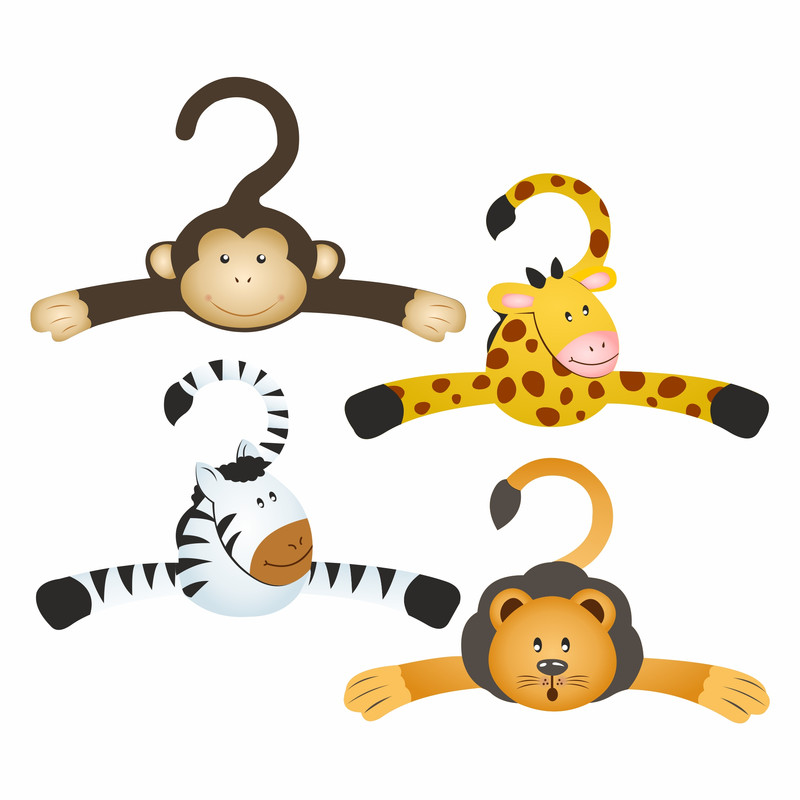 چوب لباسی نوزادی طرح حیوان مجموعه 4 عددی