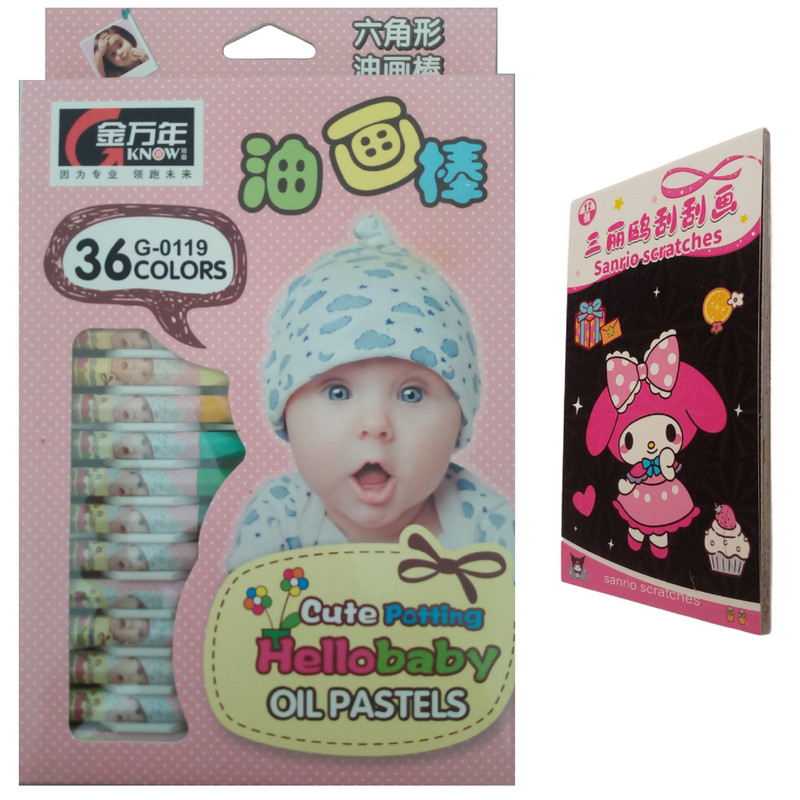 پاستل روغنی 36 رنگ مدل Hello Baby کد P44 به همراه دفترچه