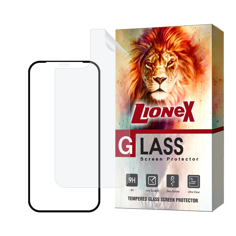 محافظ صفحه نمایش سرامیکی شفاف لایونکس مدل CERAMICNANOLI مناسب برای گوشی موبایل اپل iPhone 12 Pro Max به همراه محافظ پشت گوشی