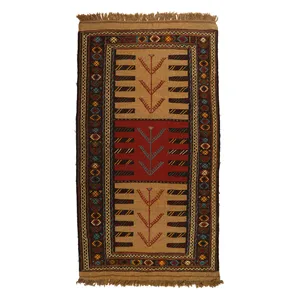 گلیم دستبافت دومتری طرح سفره کردی کد 140484