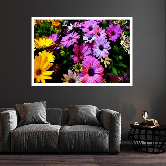 تابلو بکلیت طرح طبیعت و گل همیشه بهار مدل قاب شاسی W-s8574