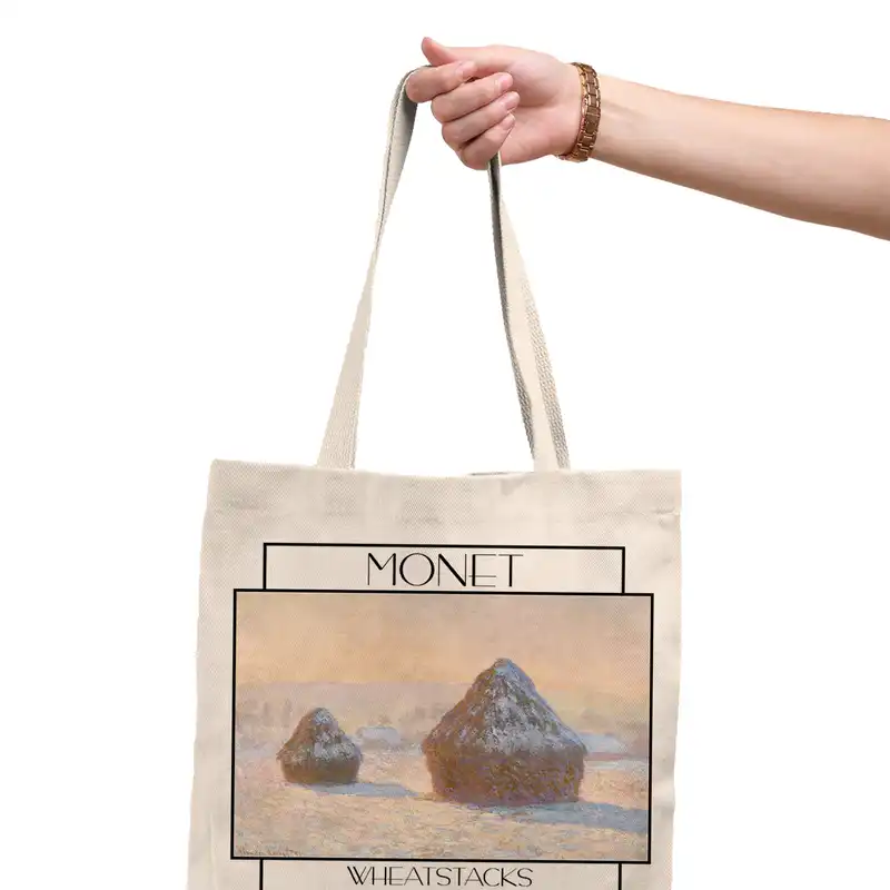 ساک خرید ترمه طراحان ایده مدل خرمن گندم در صبح برفی از مونه کد 0189 - L