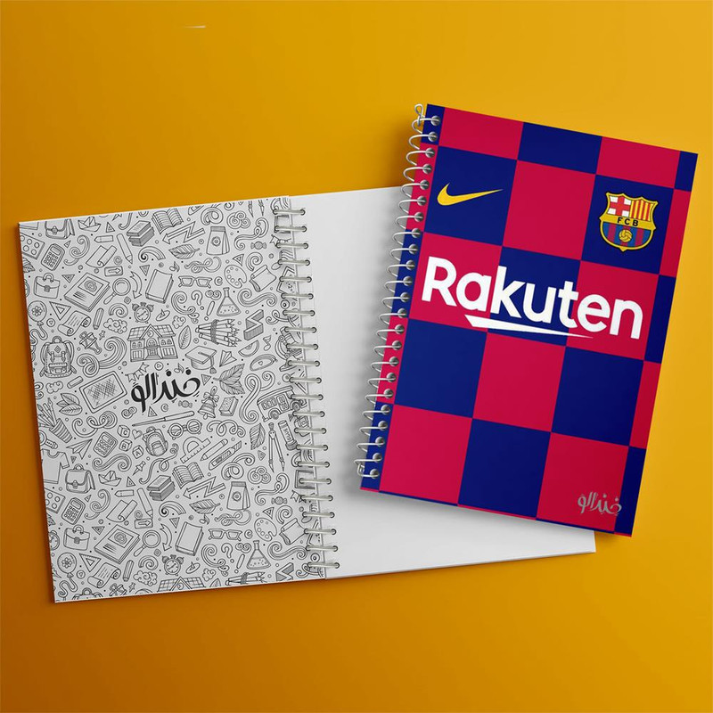 دفتر مشق 100 برگ خندالو طرح باشگاه بارسلونا FC Barcelona کد 2143