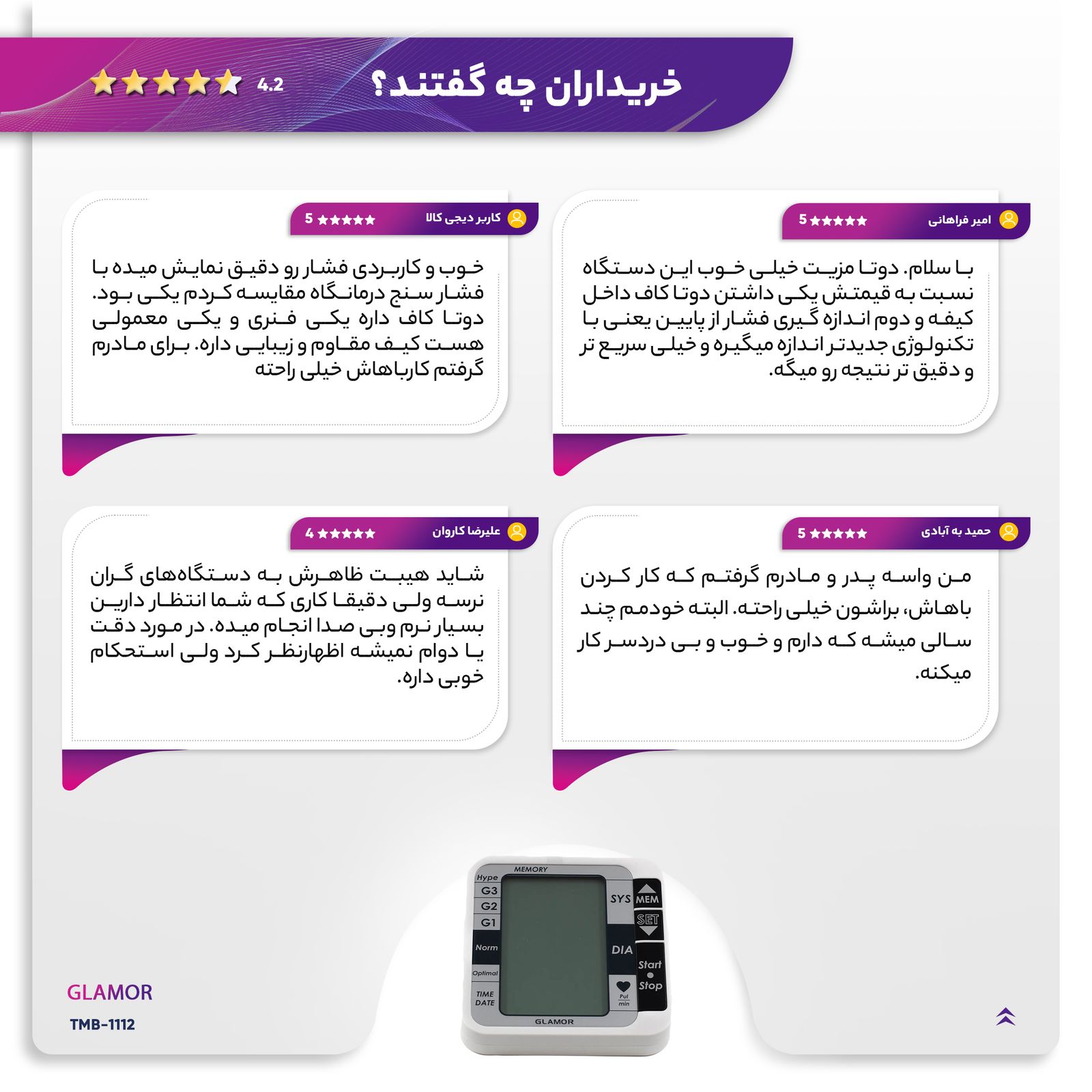 فشارسنج بازویی دیجیتال گلامور مدل TMB-1112 -  - 6