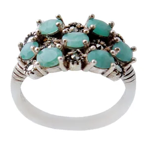   انگشتر نقره زنانه بازرگانی میلادی مدل زمرد کد AW_456