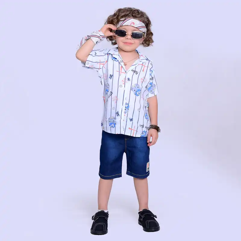 ست پیراهن و شلوارک پسرانه مدل رینگی کد KAM14023