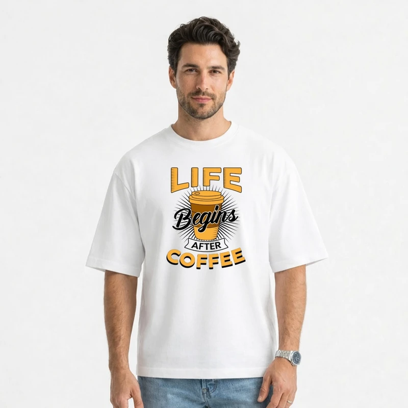 تی شرت آستین کوتاه مردانه مدل لیوان قهوه کد v19