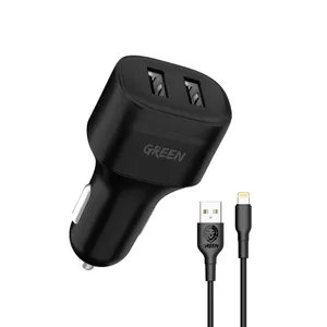 شارژر فندکی گرین مدل 12W به همراه کابل تبدیل Lightning
