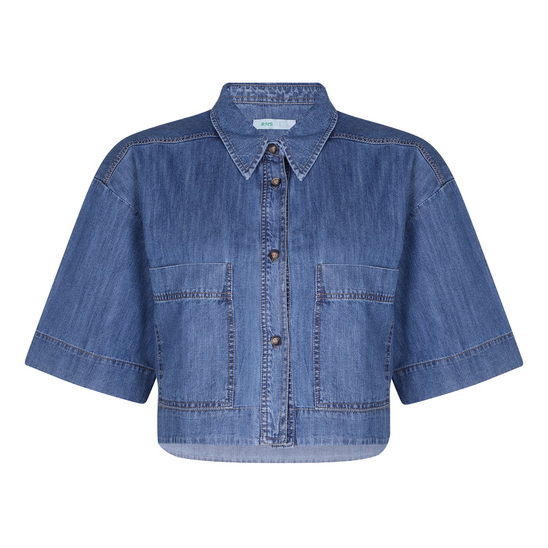 کراپ شومیز آستین کوتاه یقه برگردان زنانه آر اِن اِس مدل 112723135805