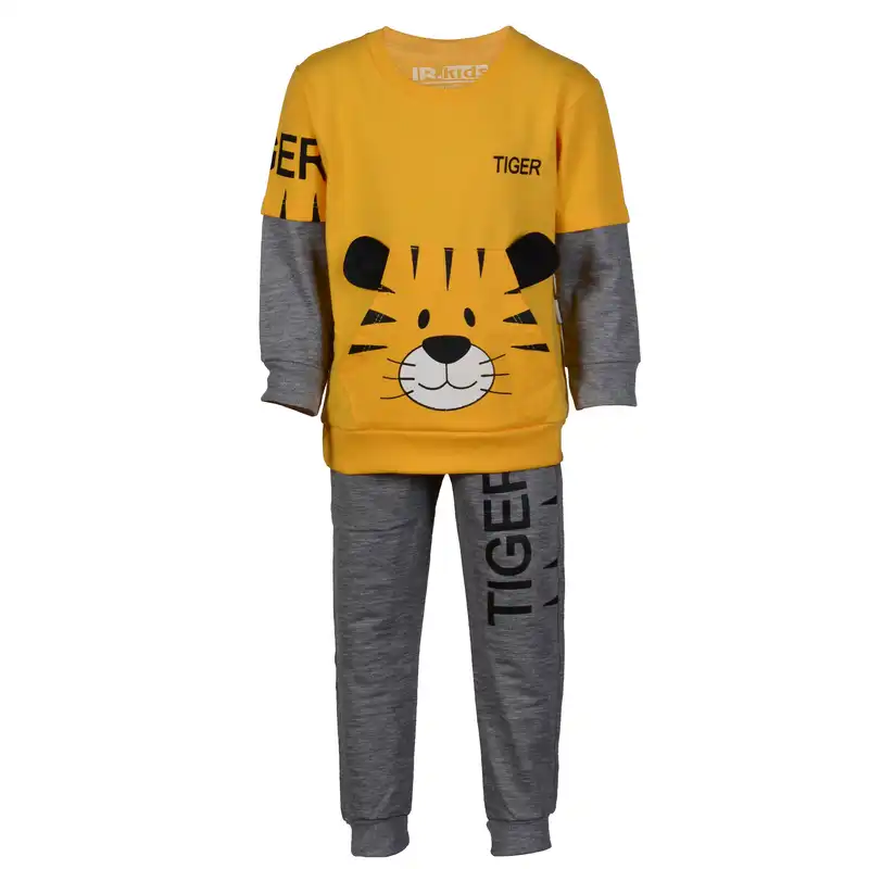 ست سویشرت و شلوار پسرانه مدل Tiger رنگ زرد