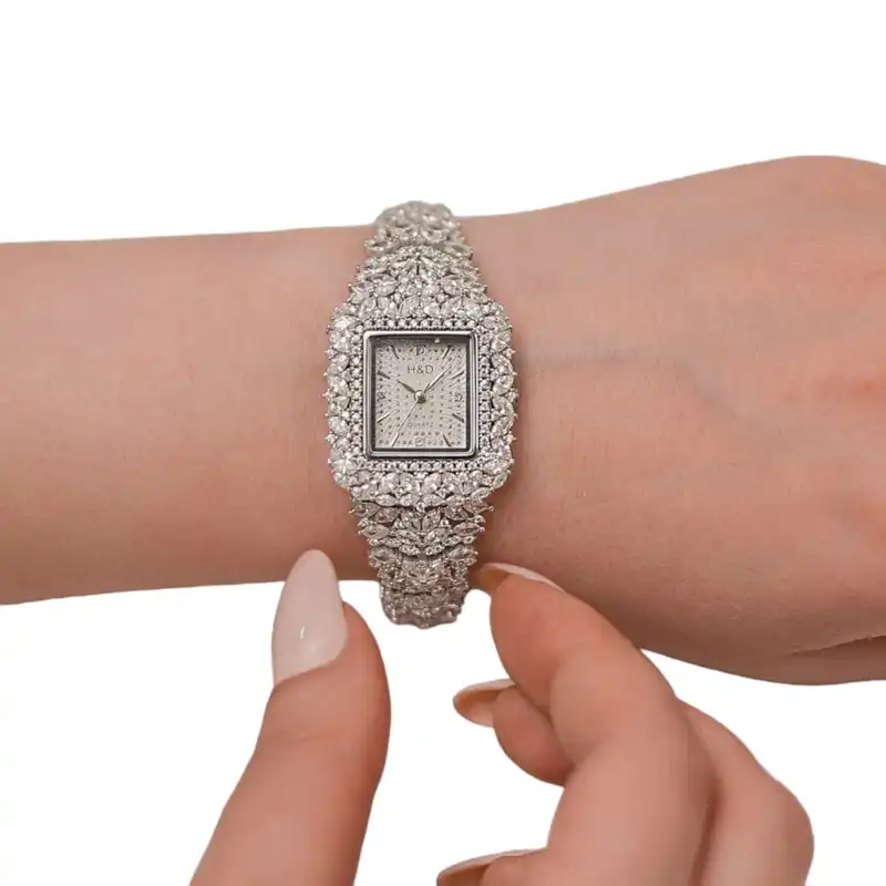 ساعت مچی عقربه ای نقره زنانه مدل ساچ مربع 0109