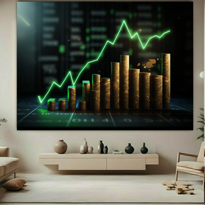 تابلو بوم طرح مخمل بازار بورس مدل نمودار کد BK23148