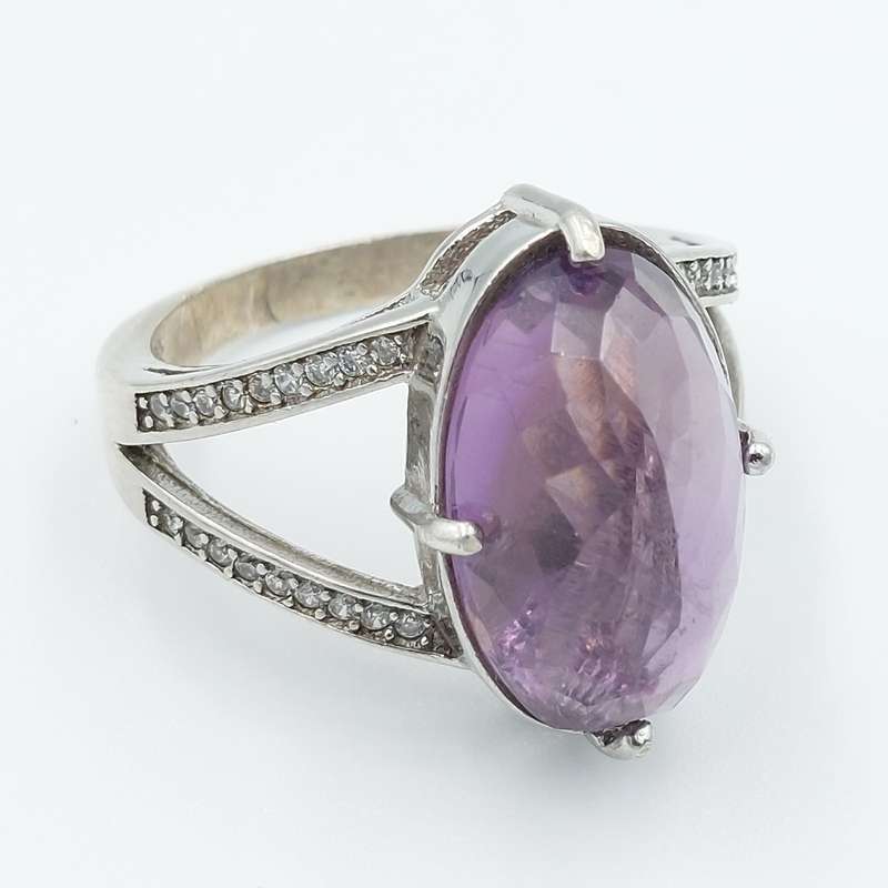 انگشتر نقره زنانه مدل آمیتیست کد 20565