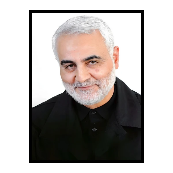 تابلو نوری بکلیت طرح شهید سردار قاسم سلیمانی مدل B-bu7365 فریم مشکی