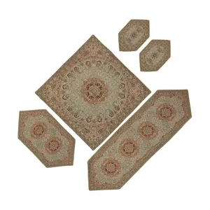 ست 5 تکه رومیزی ترمه طرح نسترن کد KRM4-4