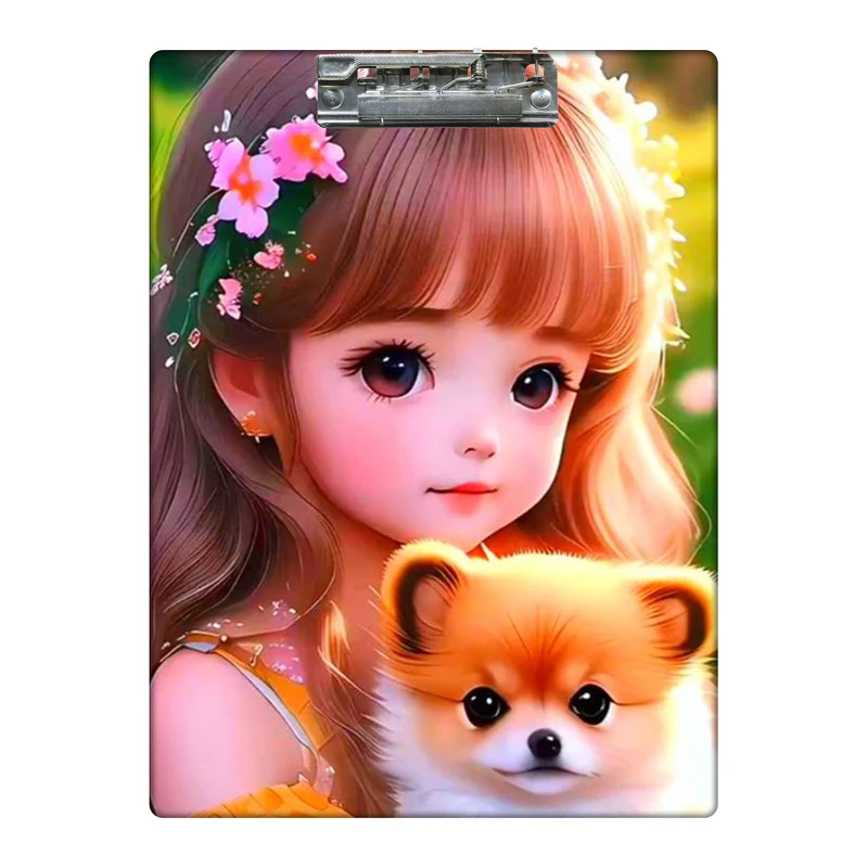 تخته شاسی طرح دختر و تاج گل و هاپو کد 0885419 سایز A4